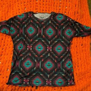 Crazy Train Black and Teal Geometric Tunic
